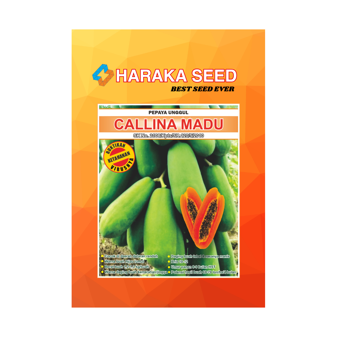 Kemasan benih Pepaya Unggul CALLINA MADU