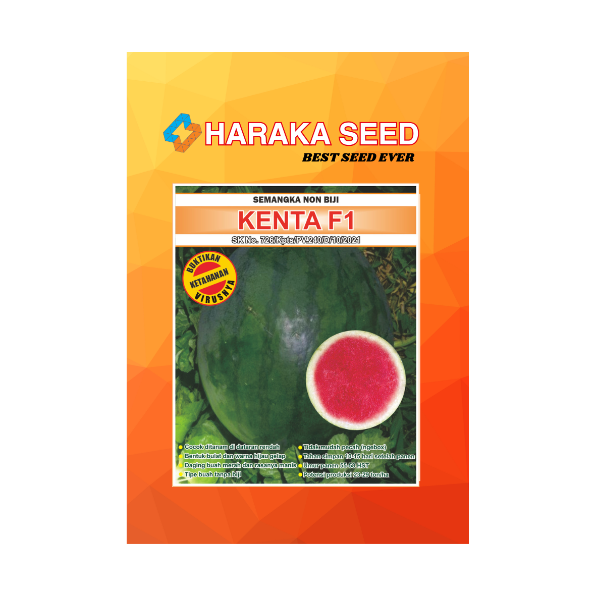 Kemasan benih Semangka Non Biji KENTA F1