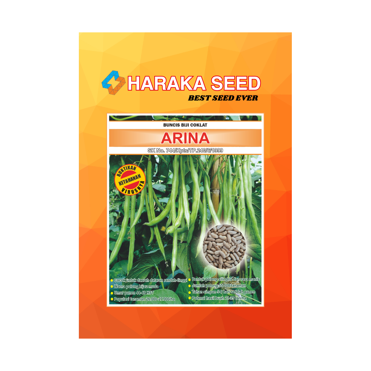 Kemasan benih Buncis Biji Coklat ARINA