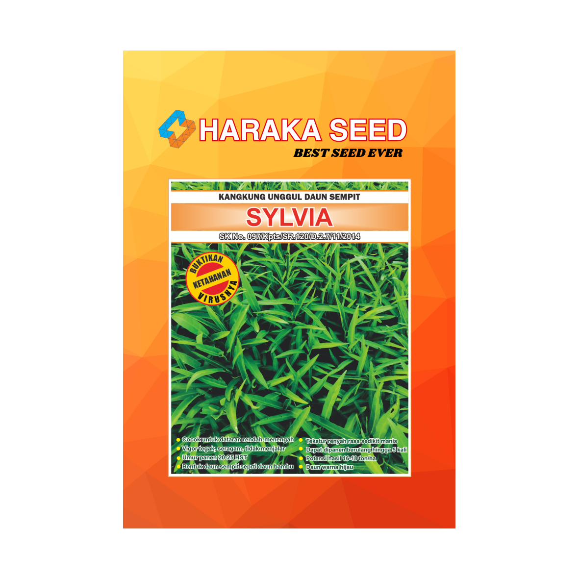 Kemasan benih Kangkung Daun Sempit SYLVIA